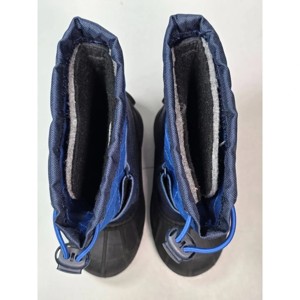Columbia Powderbug Plus II Kids Boots Size 10 Blue Black Waterproof Winter Shoes